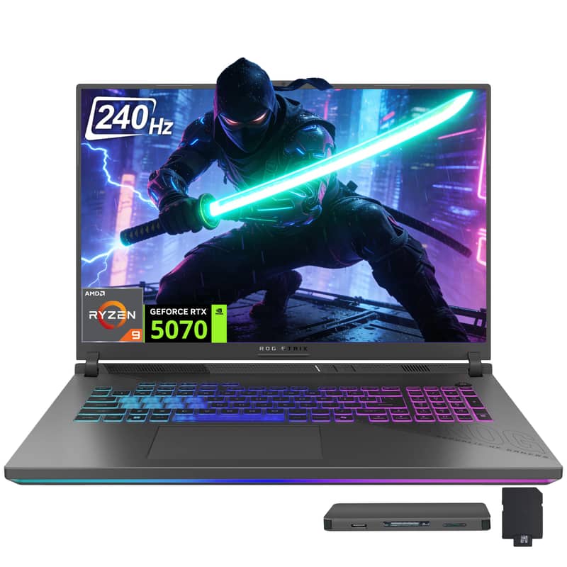 ASUS - ROG Strix G18 18" 2.5K Gaming Laptop,Ryzen 9 7940HX,32GB RAM,1TB SSD+1TB Dock Set,GeForce RTX 5070,Win 11 - Gray
