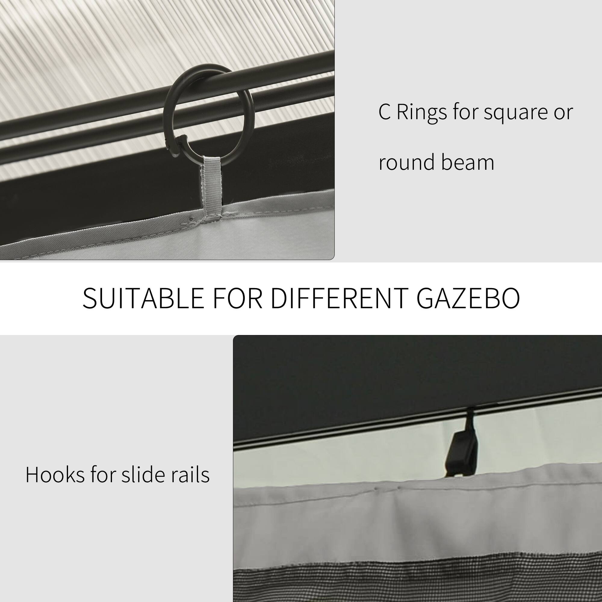 Rings for square or round beam, Hooks for slide rails, SUITABLE FOR DIFFERENT GAZEBO