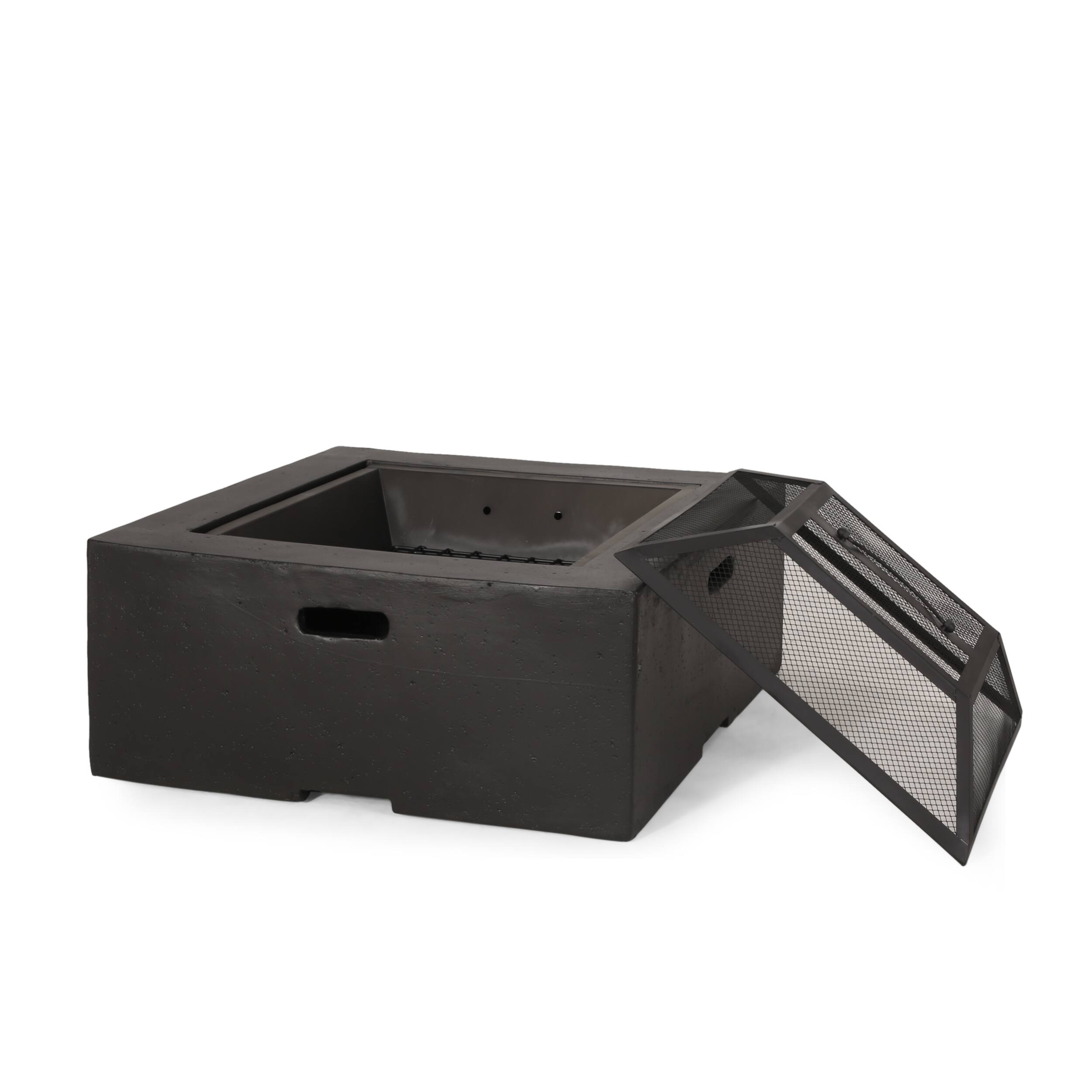 Alt View 2. Mondawe - 29" Square MgO Wood- Burning Fire Pit - Dark Grey.