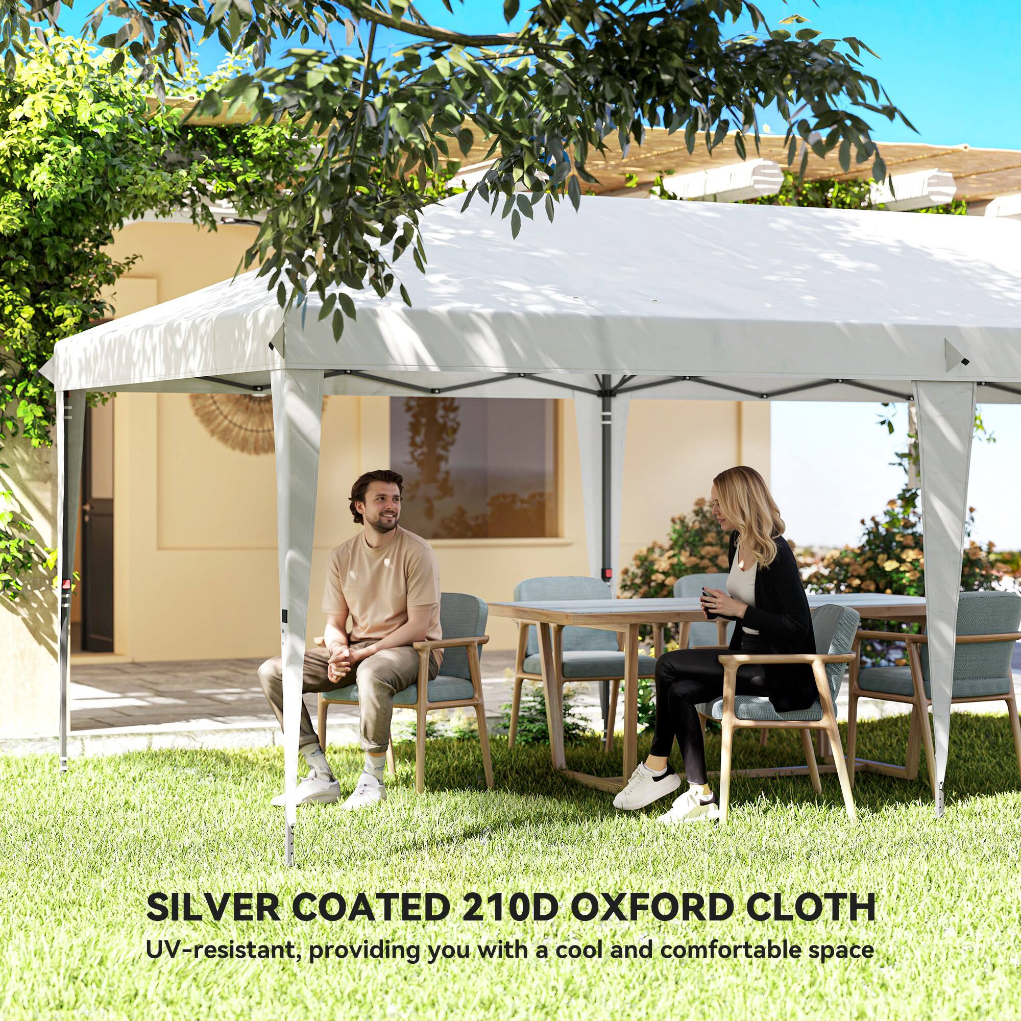 SILVER COATED 210D OXFORD CLOTH  
UV-resistant, providing you with a cool and comfortable space
