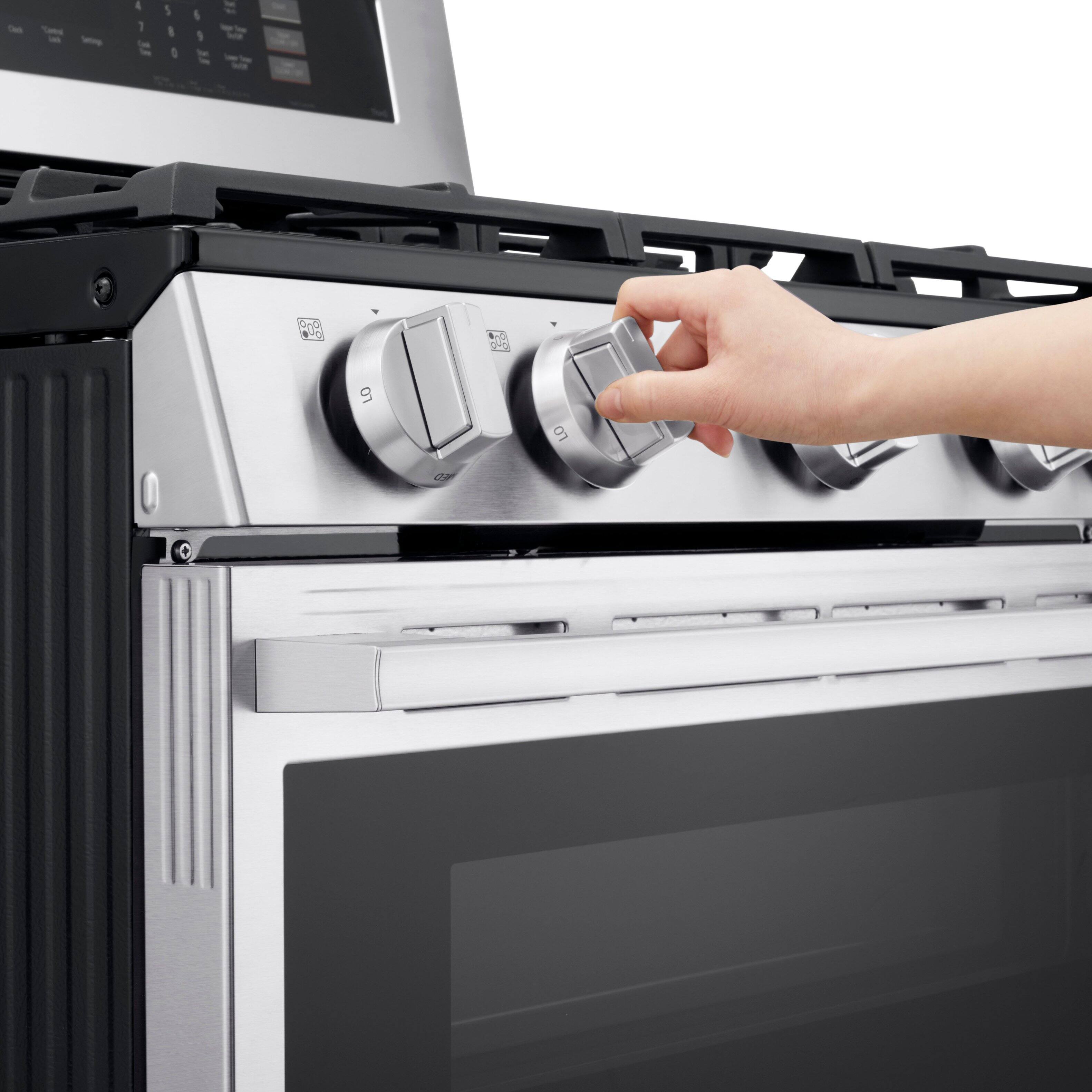 Alt View 15. LG - 30-in Wide 6.9 Cu. Ft. Slide-In Double Oven Gas True Convection Smart Range with 5 Burners and UltraHeat 20K BTU Burner - Stainless Steel.