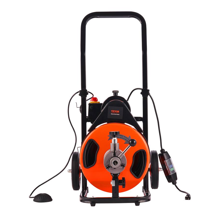 VEVOR Drain Cleaning Machine 75FT x 3/8 Inch, Sewer Snake Machine Auto ...