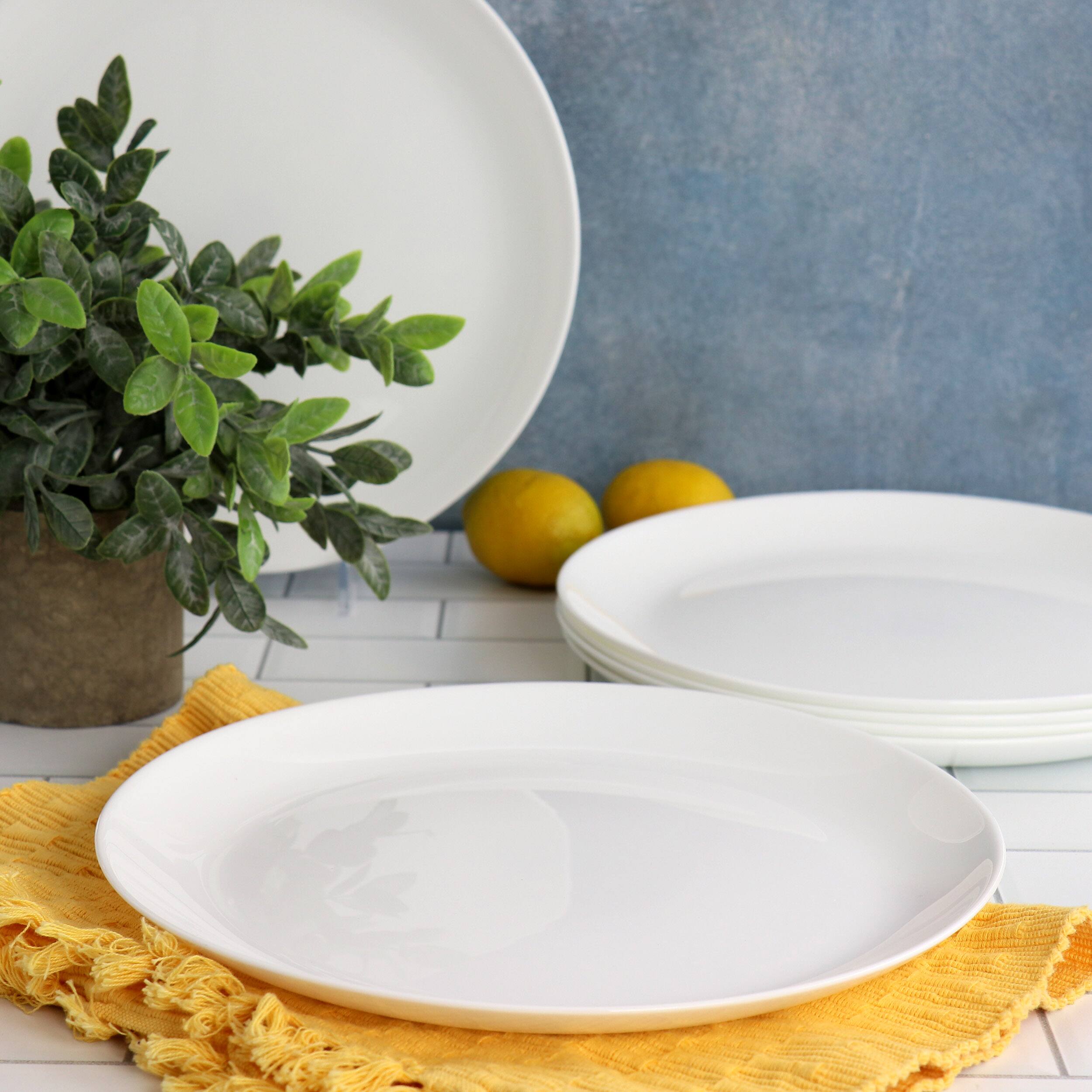 Alt View 5. Gibson - Gibson Ultra Olstead 8 Piece Break Resistant Tempered Opal Glass Dinner Plate Set in White - White.