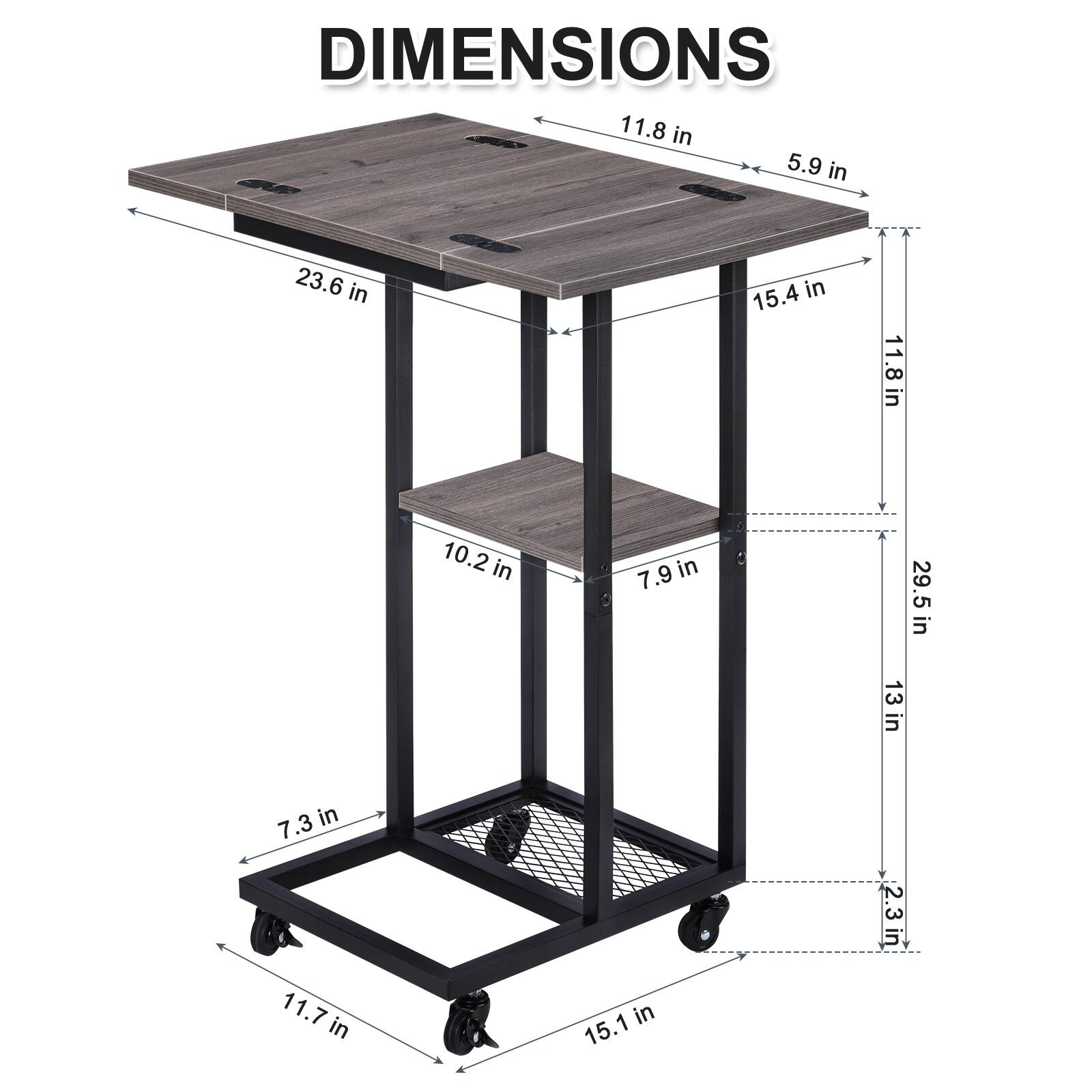 DIMENSIONS

11.8 in
5.9 in
23.6 in
15.4 in
11.8 in
10.2 in
7.9 in
29.5 in
13 in
7.3 in
2.3 in
11.7 in
15.1 in