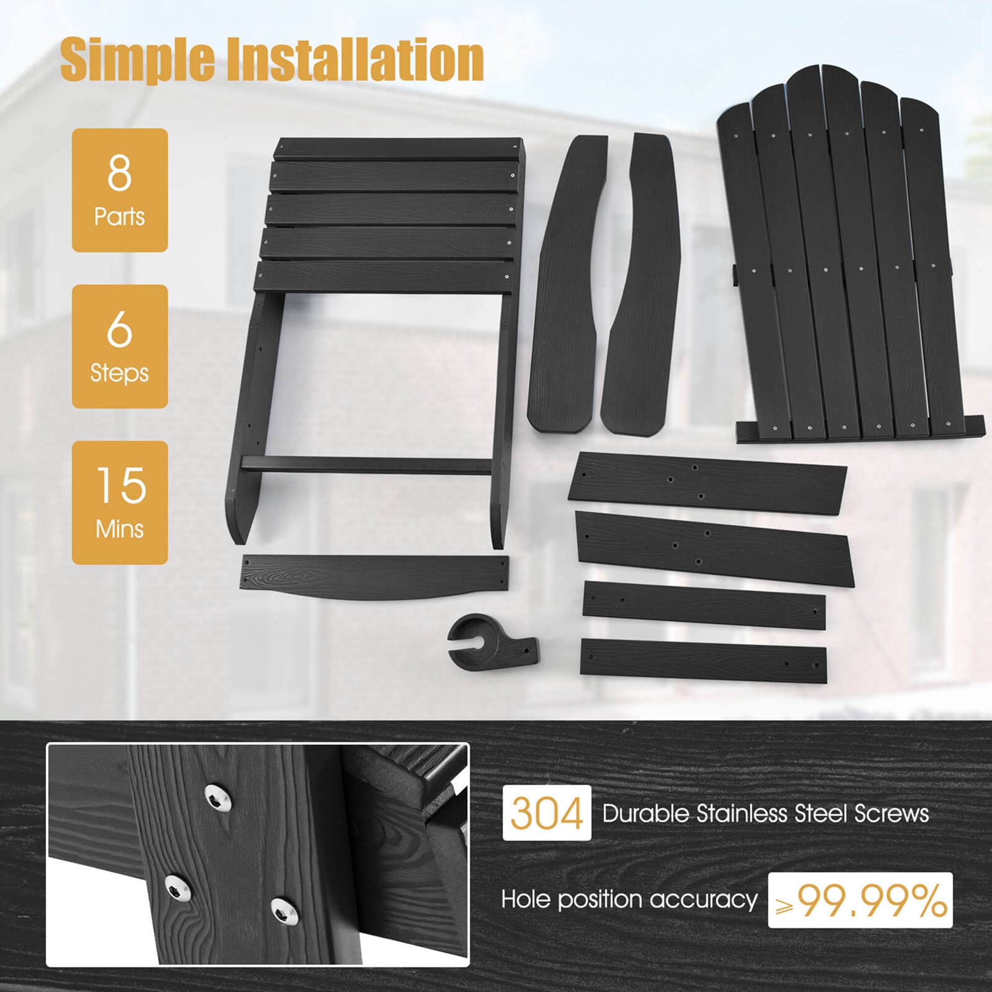 Simple Installation
8 Parts
6 Steps
15 Mins
304 Durable Stainless Steel Screws
Hole position accuracy 99.99%