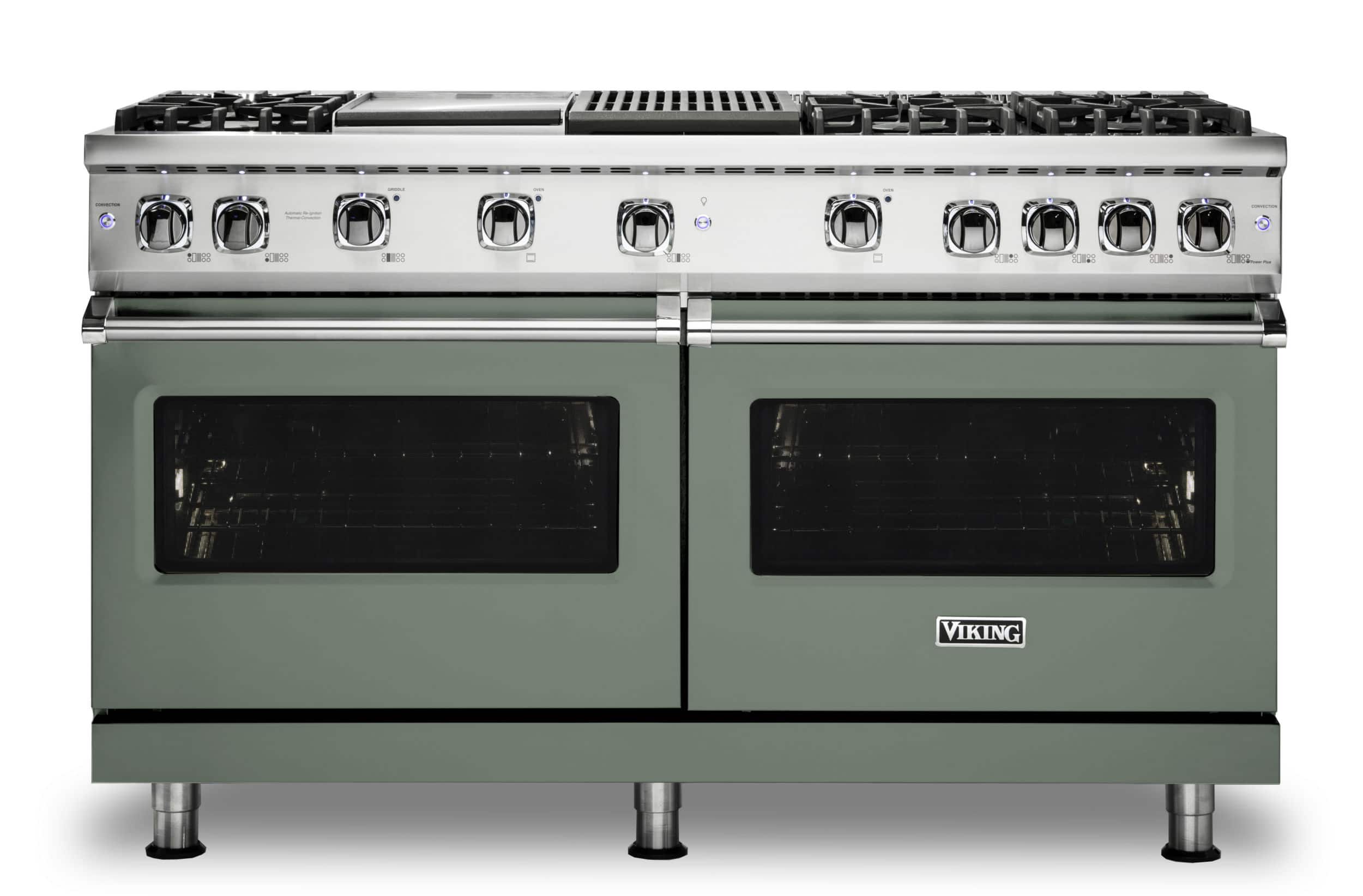 Viking - 8.0 Cu. Ft. 60"W. Professional 5 Series Freestanding Double Oven Gas Convection Range - Eucalyptus