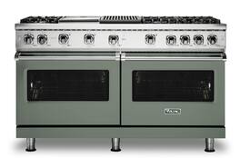 Viking - 8.0 Cu. Ft. 60"W. Professional 5 Series Freestanding Double Oven Gas Convection Range - Eucalyptus