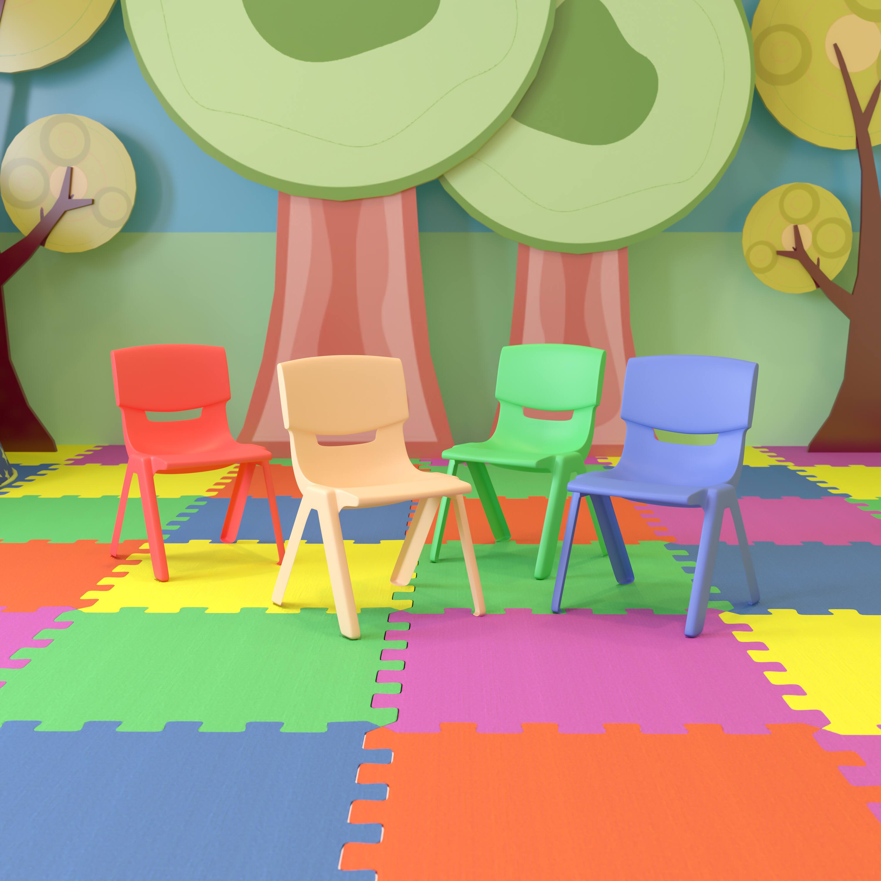 Alt View 2. Emma + Oliver - 4 Pack Plastic Stackable K-2 School Chair with 13.25"H Seat - Assorted.