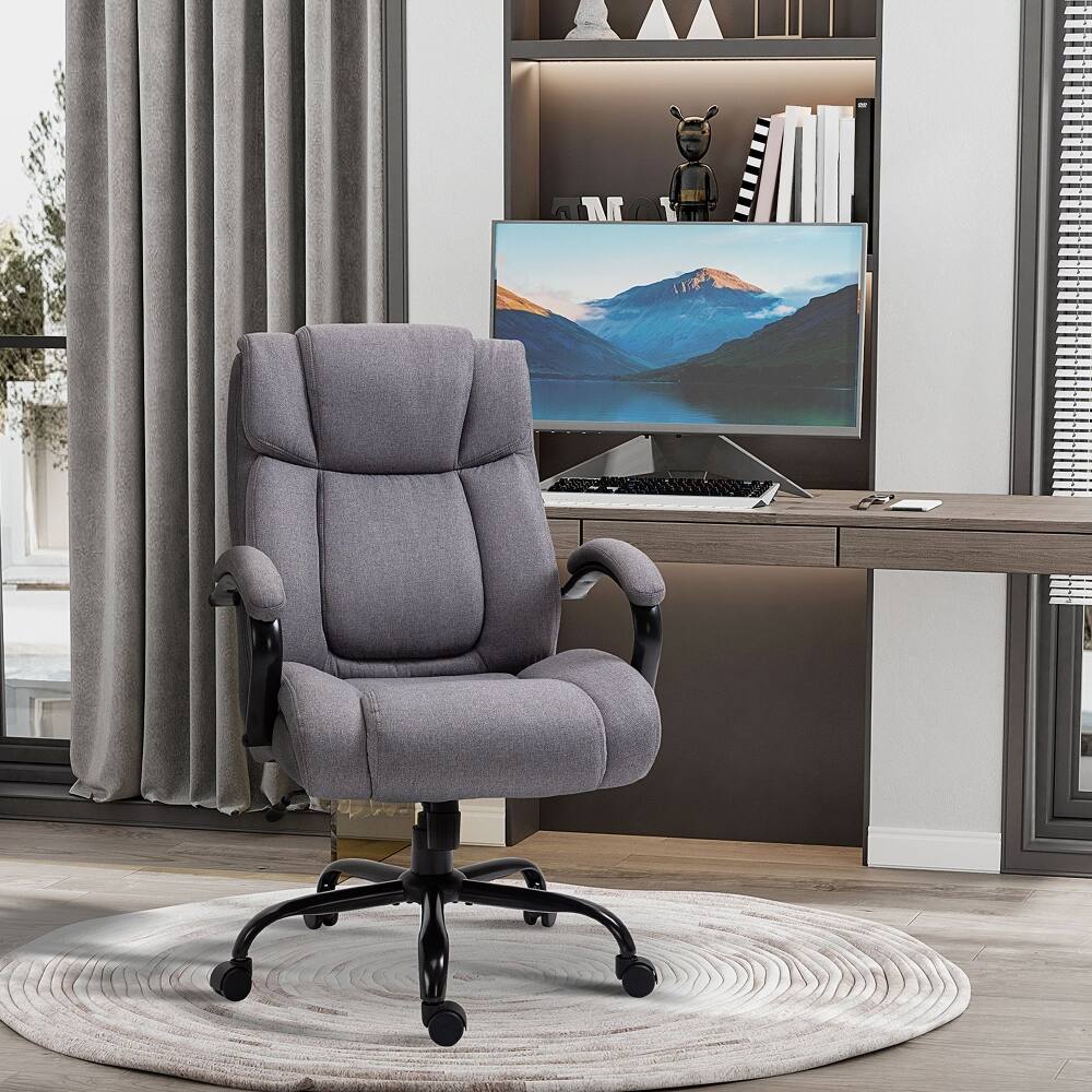 Alt View 6. Loheer - Loheer Big and Tall Office Chair 485 lbs Capacity Wide Seat Executive Desk Chair Light Gray - Light Gray.