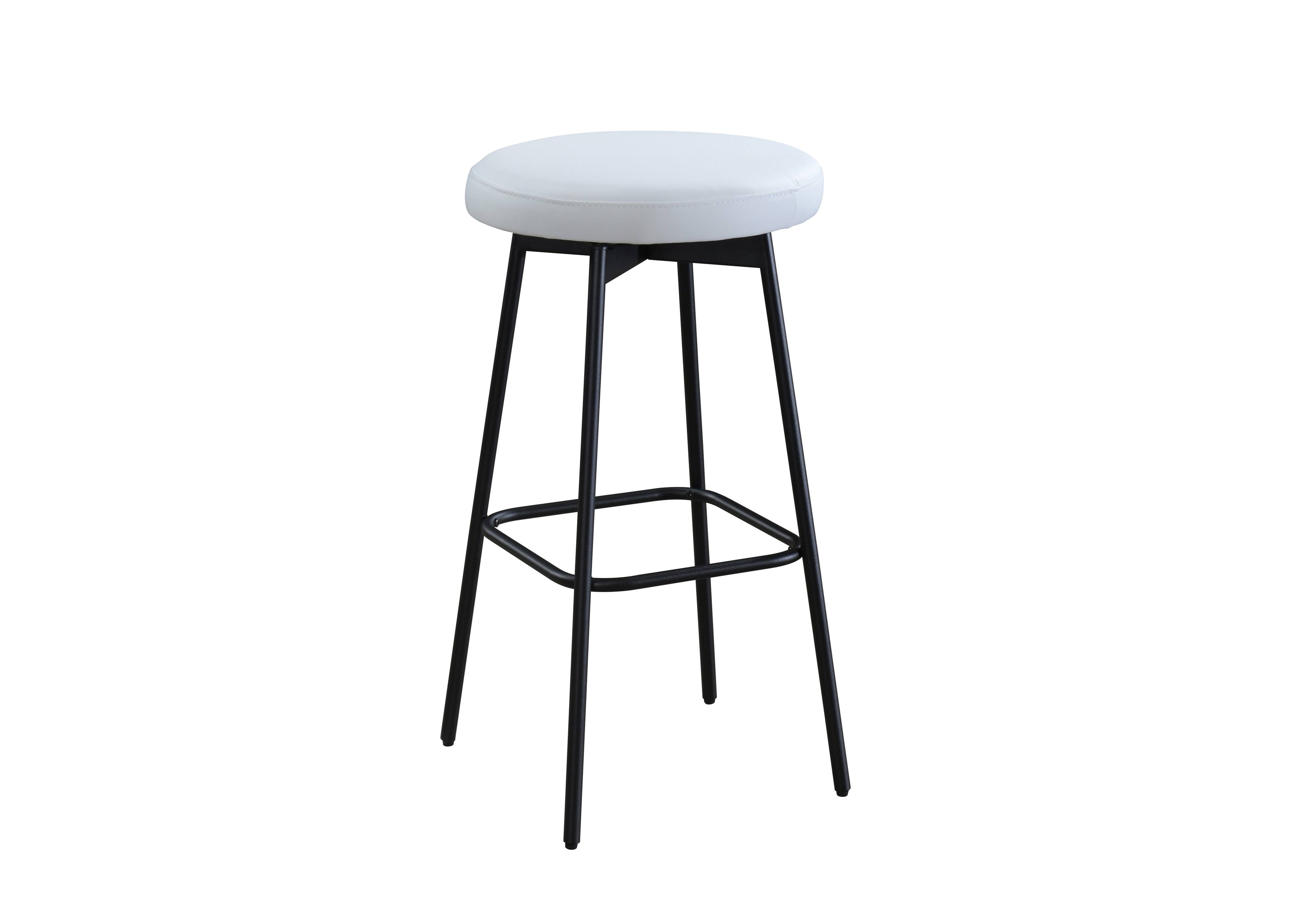 Back. LuXeo - Doheny 24" Steel Legs Swivel Barstool with Upholstered Seat, Black-White (Set of 2) - Black/White.