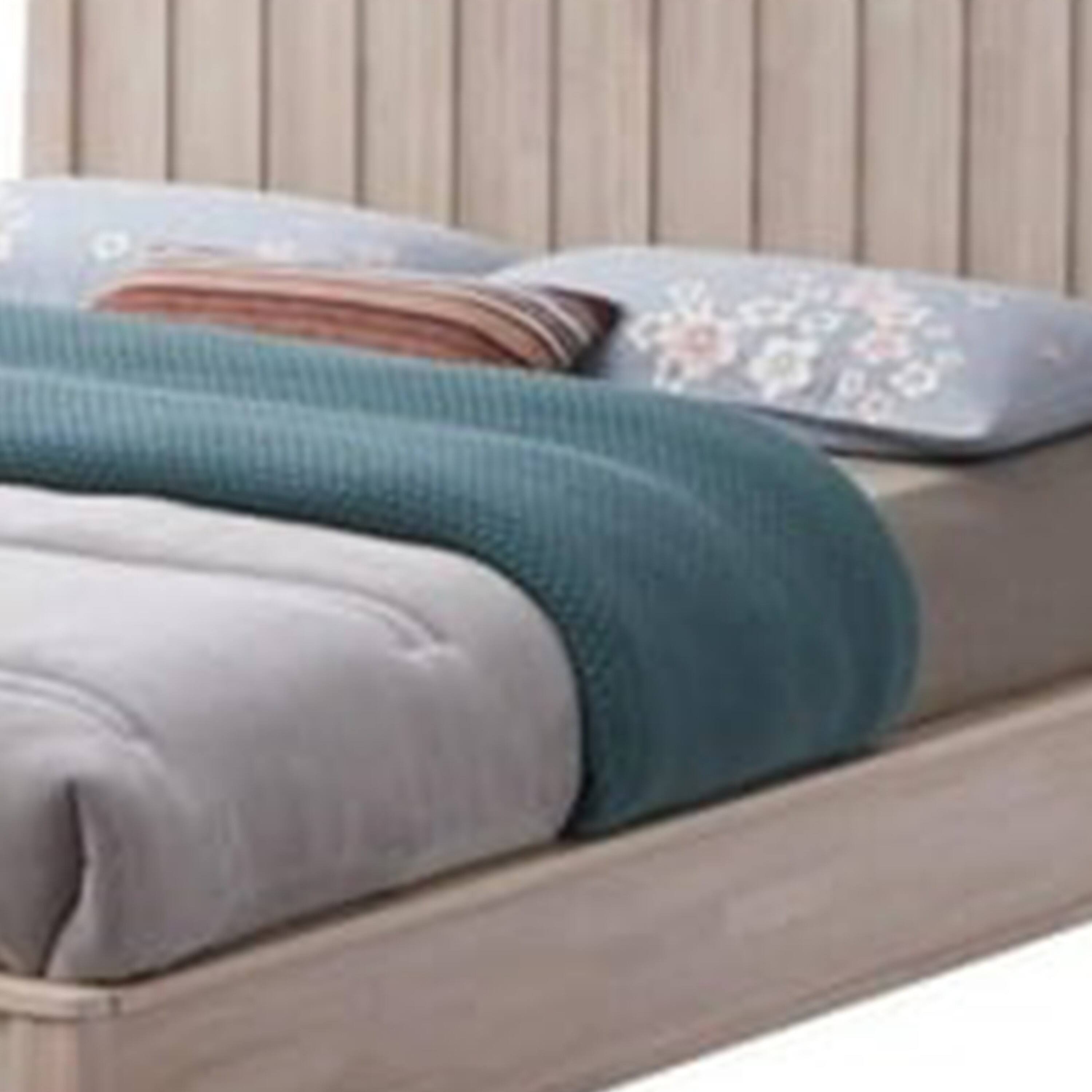 Alt View 1. Manhattan Lane - Vasu Twin Size Bed, Reeded Headboard, Whitewash Solid Rubberwood - Whitewash.