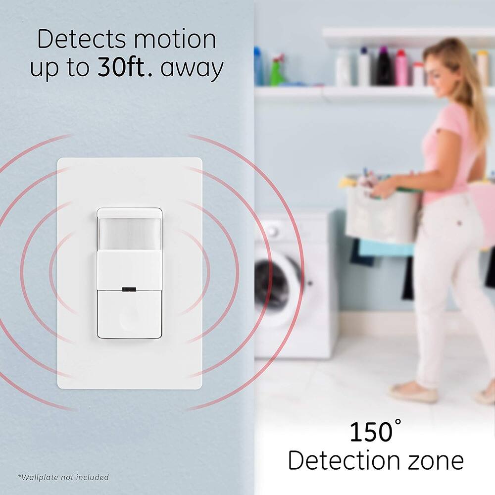 Detects motion up to 30ft. away  
*Wallplate not included  

150° Detection zone