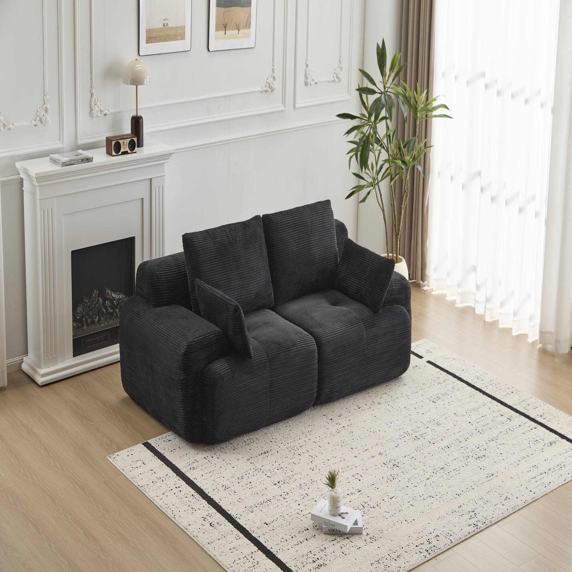 Boyel Living Compressed Memory Foam Loveseat Sofa Bed Black - Best Buy