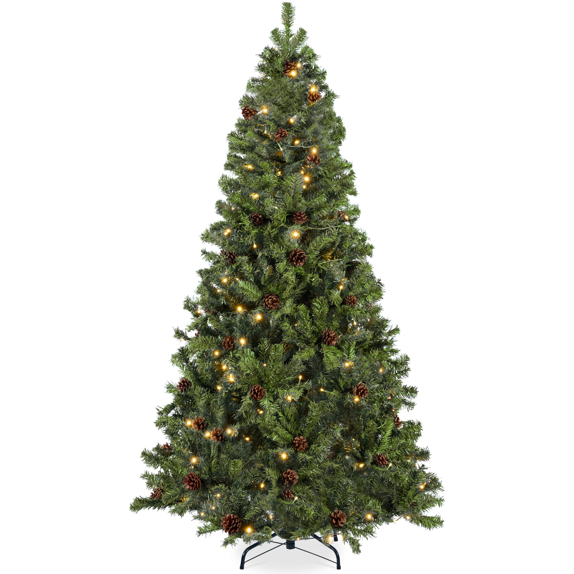 Best Choice Products - 6ft Pre-Lit Pre-Decorated Holiday Christmas Pine Tree w/ 1,000 Tips, 250 Lights, Base - Green