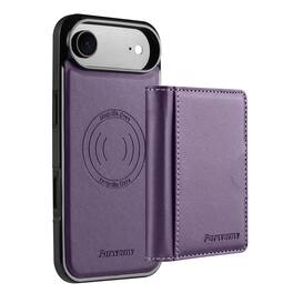 Dteck - 2-in-1 Magnetic Detachable Wallet Case for Apple iPhone Air, PU Leather Shockproof Cover with Kickstand - Purple