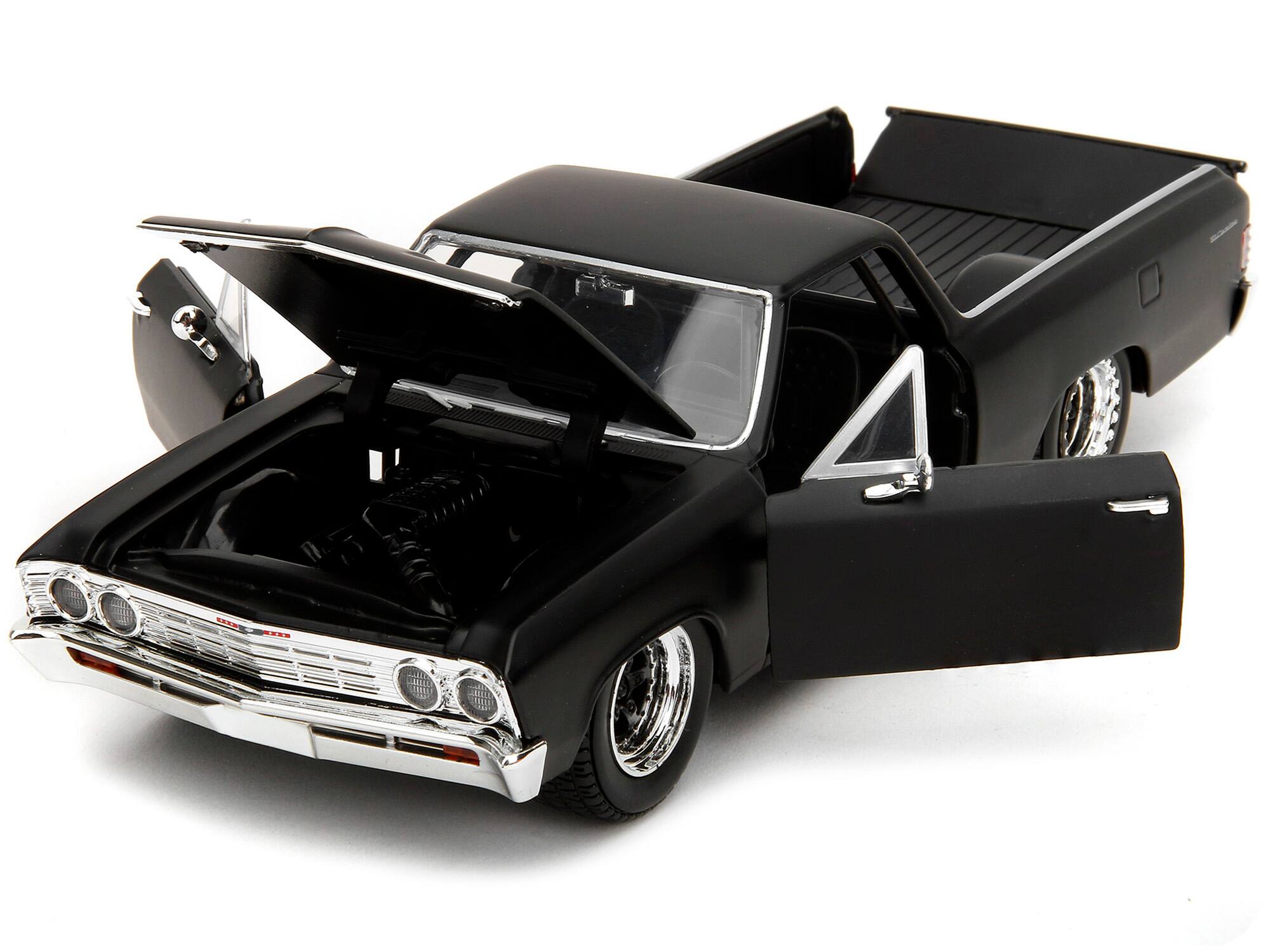 Angle. Jada - 1967 Chevrolet El Camino Matt Black "Fast & Furious" Series 1/24 Diecast Model Car by Jada - Matt Black.