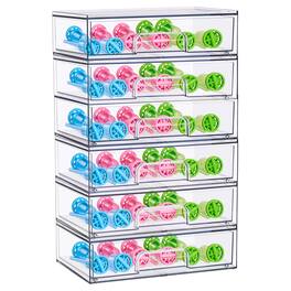 Sorbus - Wide Stackable Acrylic Storage Drawers, 6 Pack Plastic Organizer Bins - Clear