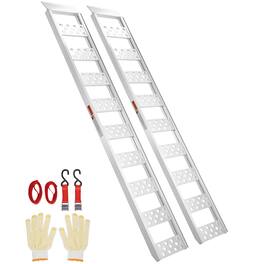 VEVOR - Aluminum Ramps, 1250lbs, Straight Ramp with Treads and Load Straps, Portable Loading Ramp for Motorcycles, ATVs, Trucks - Silver