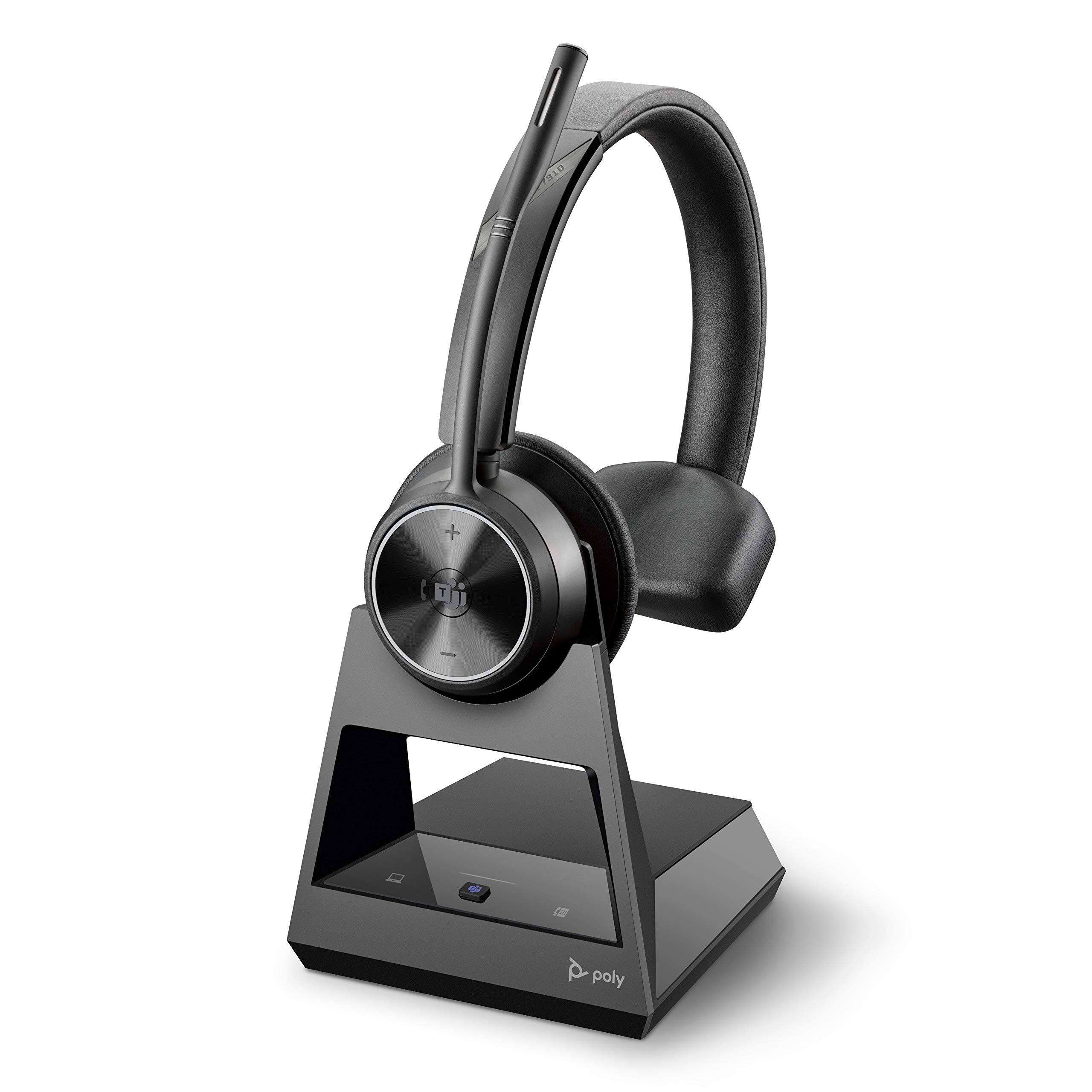 Front. Poly - Poly Savi 7310-M Ultra-Secure Wireless DECT Headset System - Microsoft Teams Certified Version - Black.