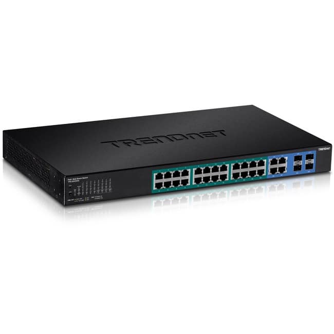 Trendnet - 28-Port Gigabit Web Smart PoE+ Switch, 24 x Gigabit Ports, 4 x Shared Gigabit Ports (RJ-45 or SFP), 185W PoE - Unknown