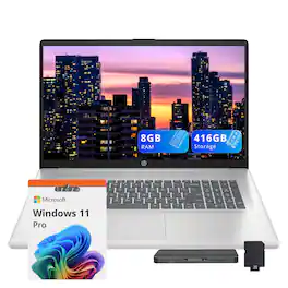 HP - 17.3" FHD Laptop,Intel i5-1334U,8GB RAM,256GB SSD+160GB Docking Station,Backlit Keyboard,Win 11 Pro - Silver
