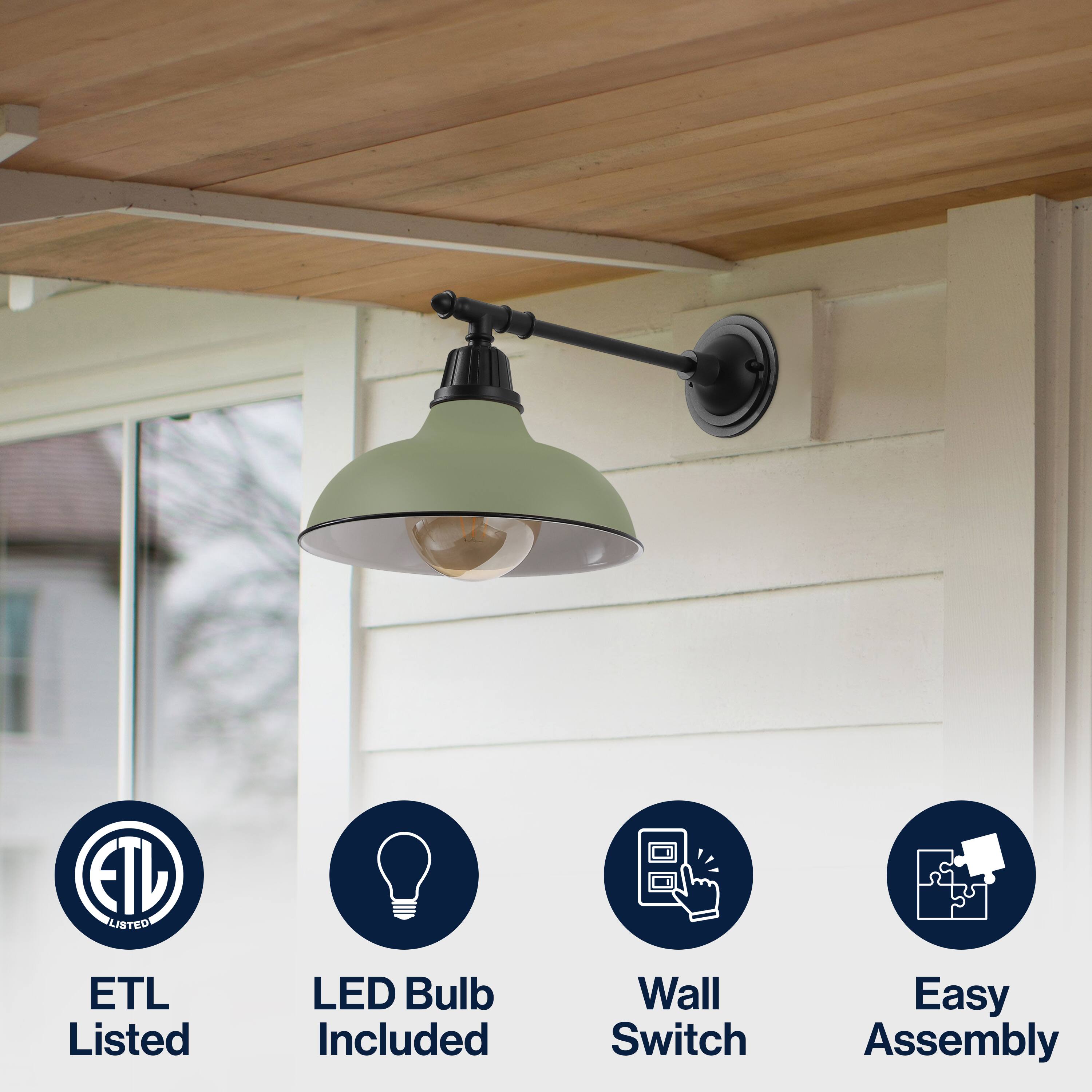 ETL Listed LED Bulb Included Wall Switch Easy Assembly