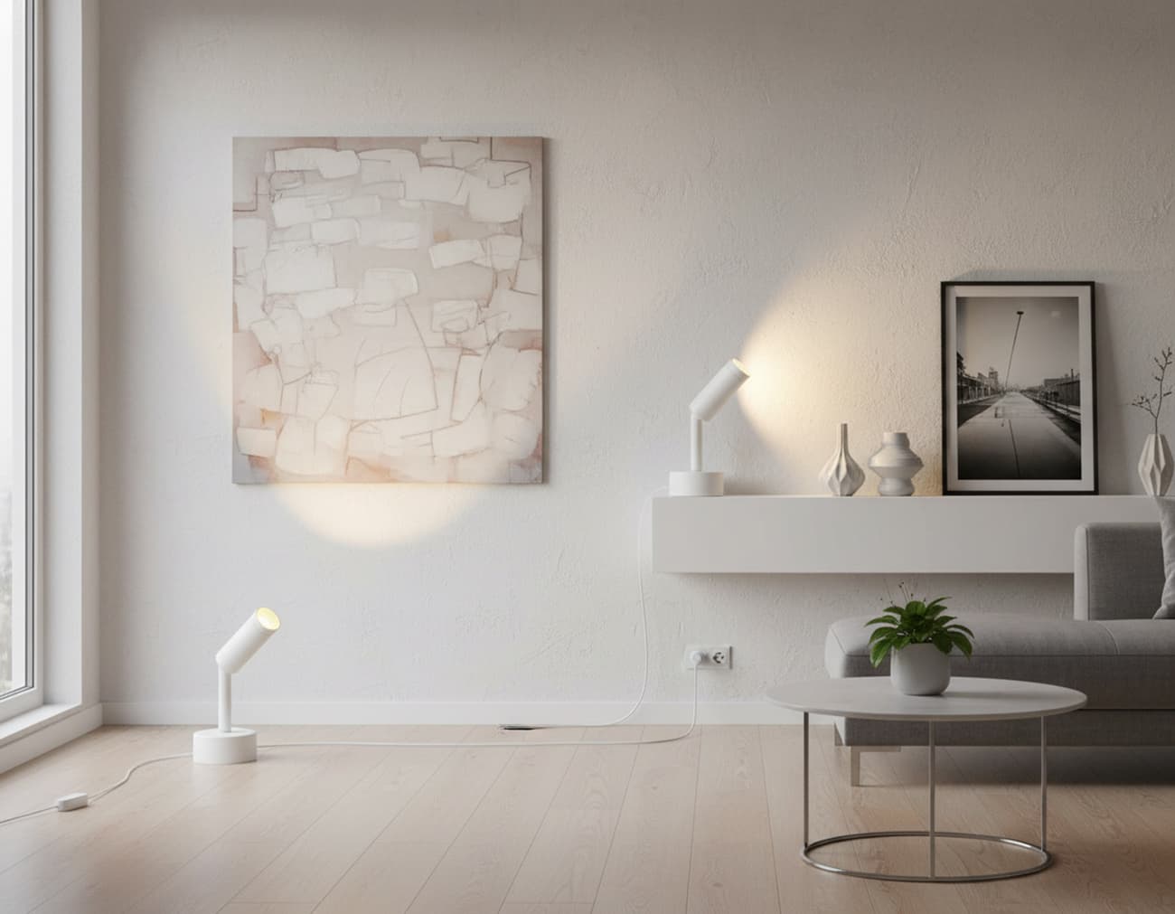 Alt View 4. FINEAK - 2 Pack 3000K LED Indoor Spotlights with Foot Switch (3W, 5.9FT Cord).