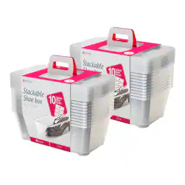 Life Story - 6L Shoe and Closet Storage Box Stacking Containers, (20 Pack) - Clear