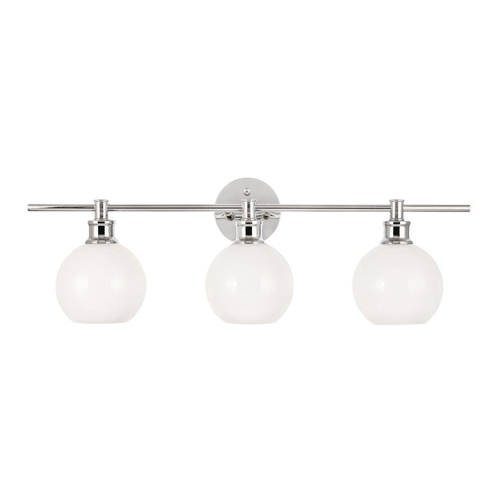 Alt View 1. Living District - Collier 3 light Chrome and Frosted white glass Wall sconce - Chrome And Frosted White Glass.