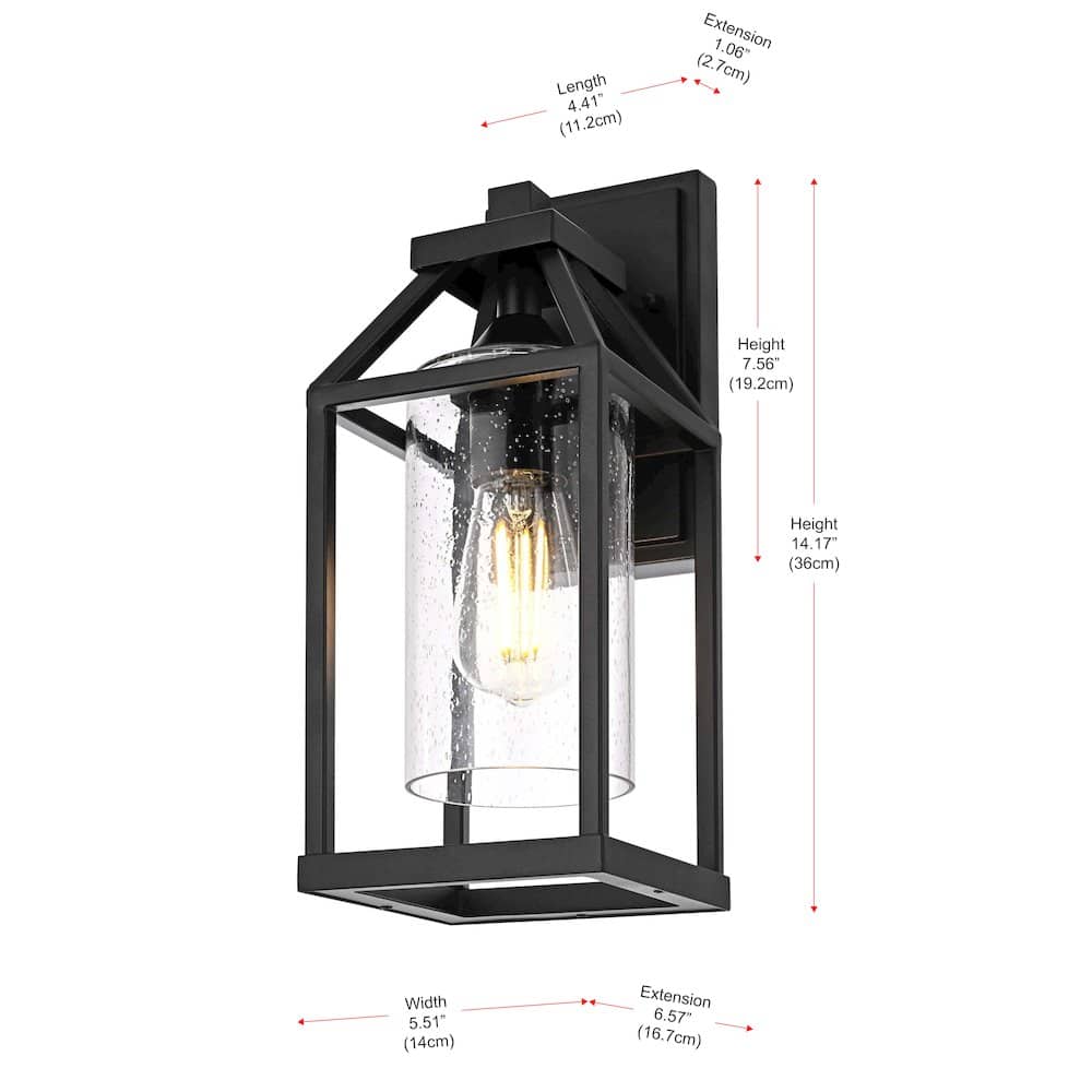 Elegant Lighting - Zora 14 inch Outdoor Wall sconce in Black - Black And Clear