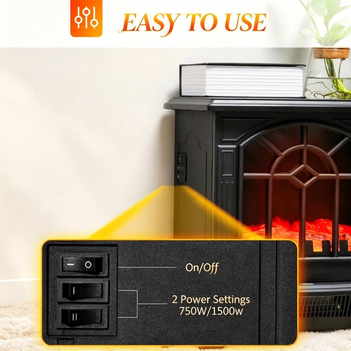 EASY TO USE

On/Off

2 Power Settings 750W/1500W