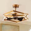 Front. Parrot Uncle - 30"Industrial Black Antique Brass Irregular LED Fandelier Ceiling Fan with 6 speeds Remote - Brass.