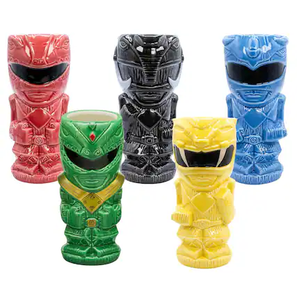 Front. Power Rangers - Geeki Tikis Power Rangers Ceramic Mug Set of 5 - Multicolored.