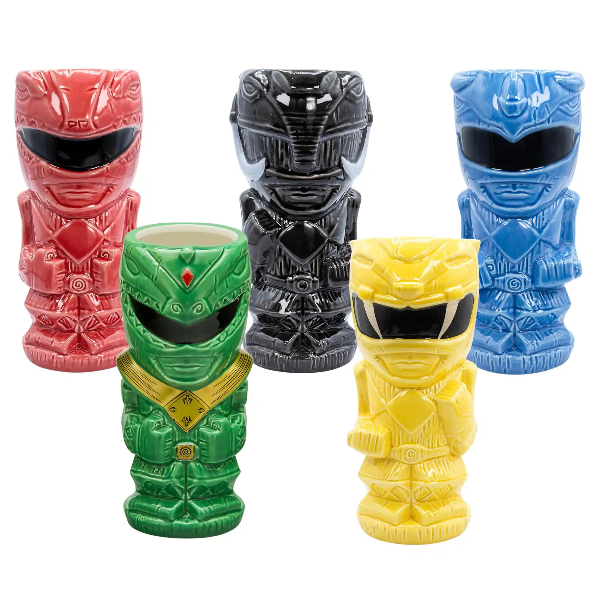 Front. Power Rangers - Geeki Tikis Power Rangers Ceramic Mug Set of 5 - Multicolored.