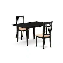 East West Furniture - Dining Table- Dining Chairs - Brown