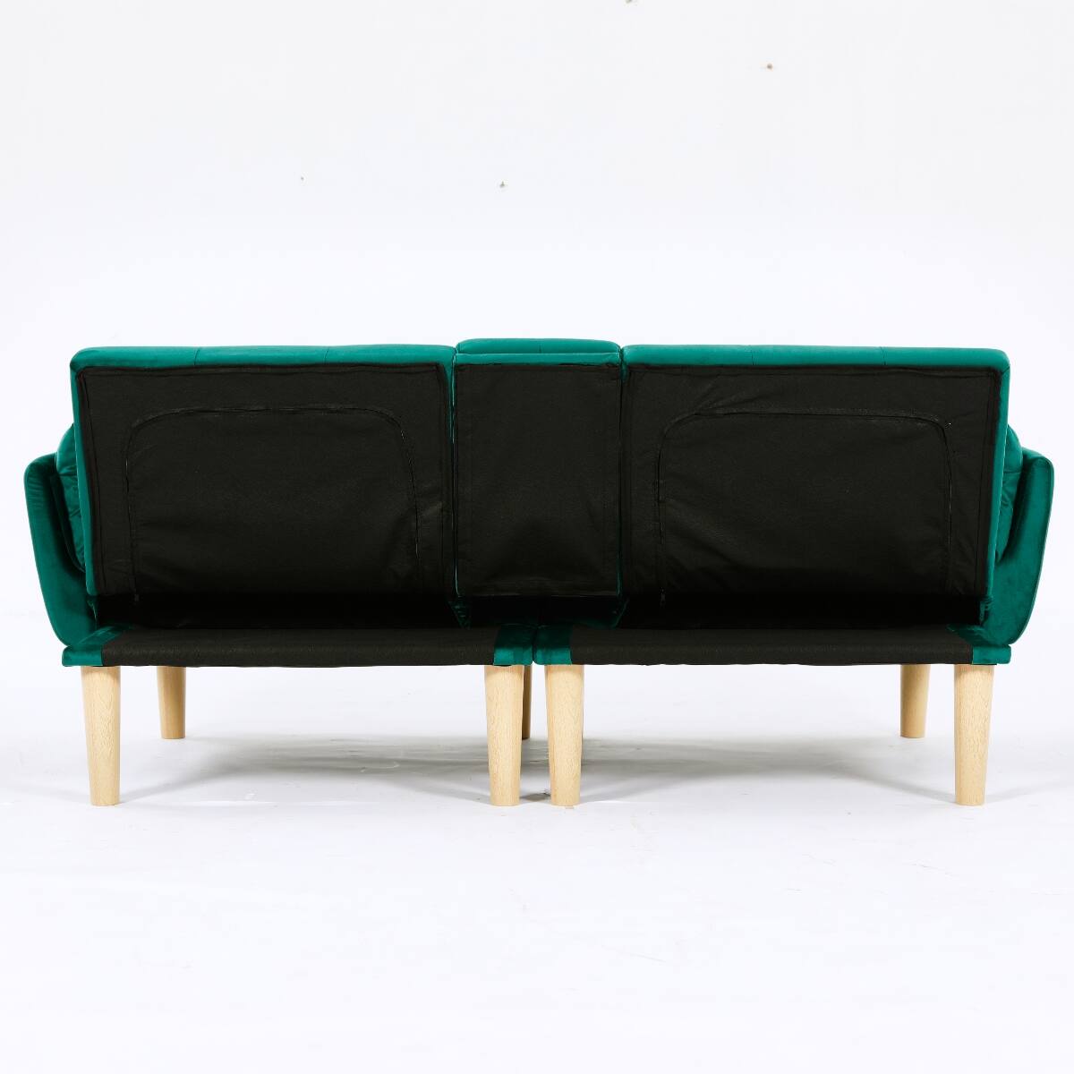 Alt View 9. Ropilly - Ropilly 72 Inch Foldable Loveseat Green Velvet 2 Seater Sofa for Living Room Apartment - Green.