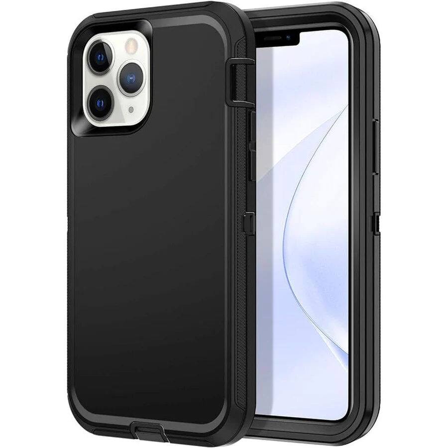 Entronix - Heavy Duty Phone Case for iPhone 12 and 12 Pro - Triple-Layer Protection - Black