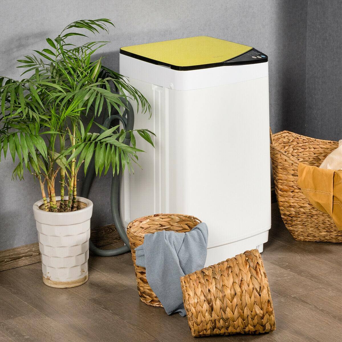 Alt View 1. HONGGE - Full Automatic Washing Machine with LED Panel Light Tub and Adjustable Feet for Home Use - Yellow.