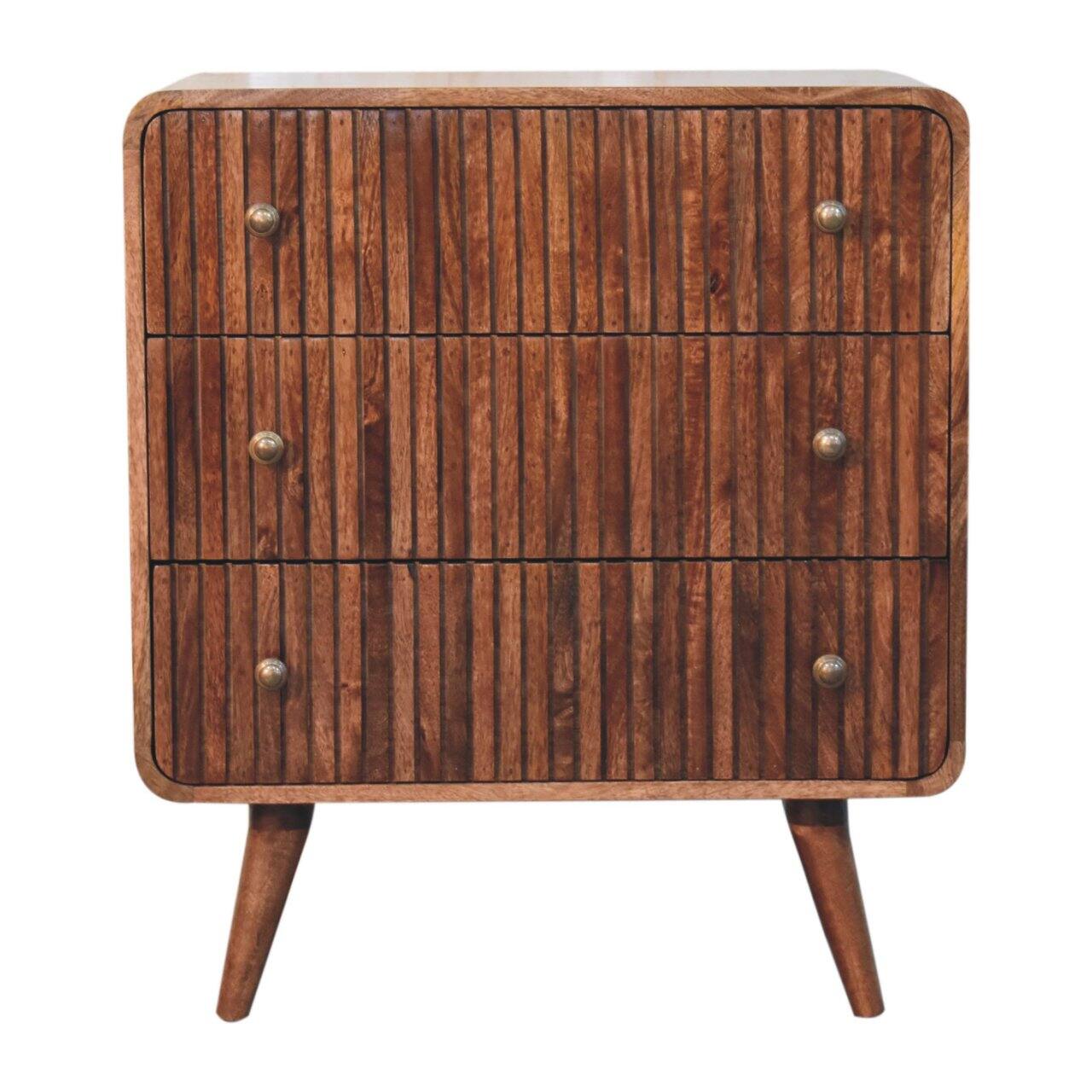 Angle. Artisan Furniture - Artisan Furniture Solid Wood Honey Caramel T-bar Ridged Chest, 3 Drawers, Brown - Brown.