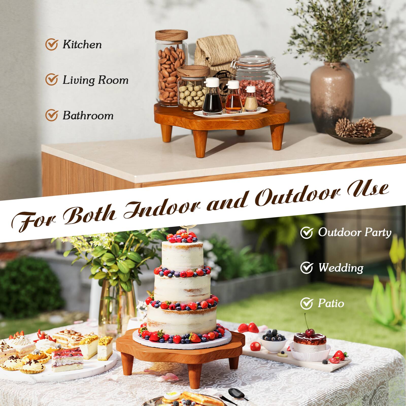 Indoor and Outdoor Use

Kitchen
Living Room
Bathroom
Outdoor Party
Wedding
Patio