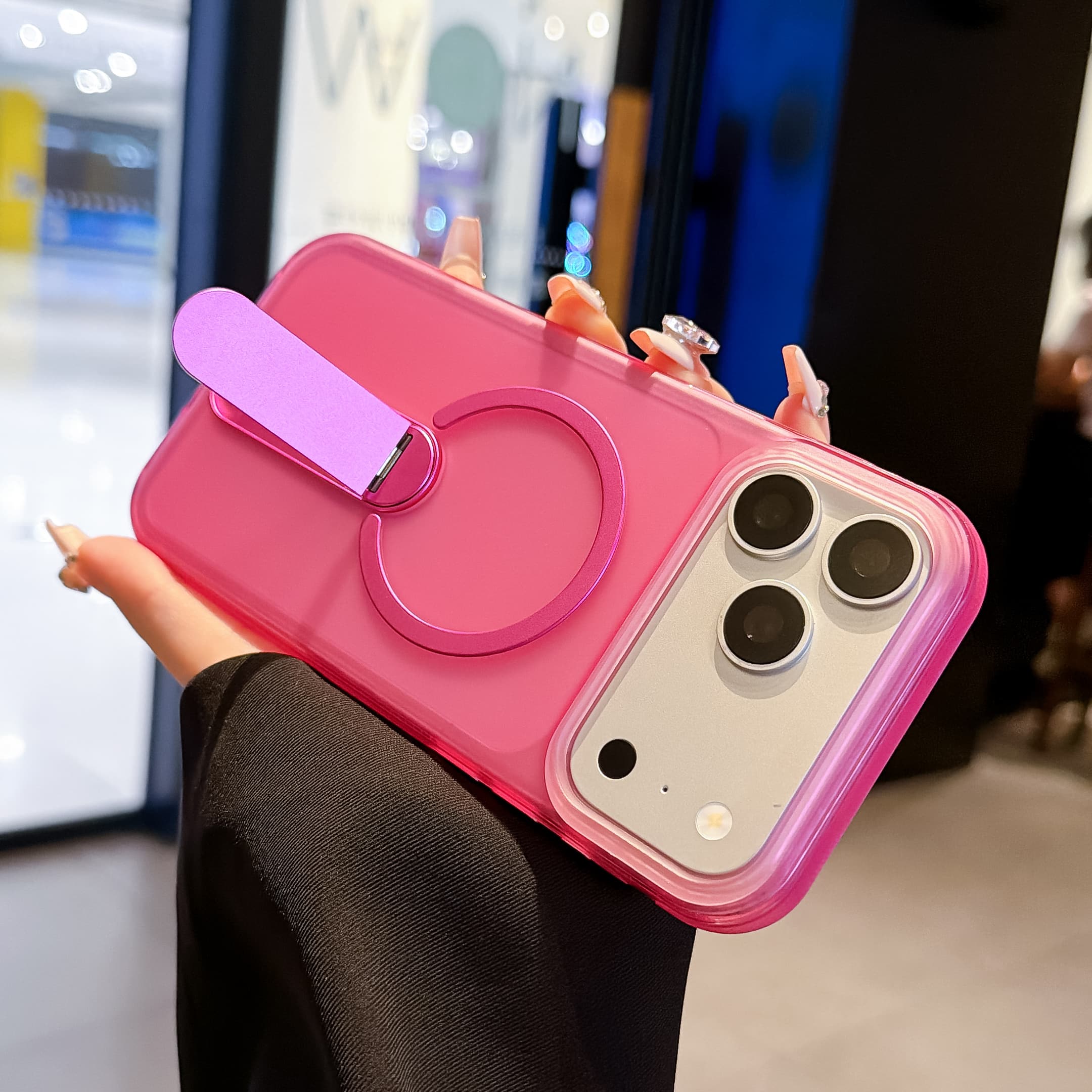 Dteck - Shockproof Frosted Case for Apple iPhone 17 Pro Max with Aluminum Kickstand, Magnetic TPU Cover, Anti Slip Side Grip - Rose price history on PriceWatchPro