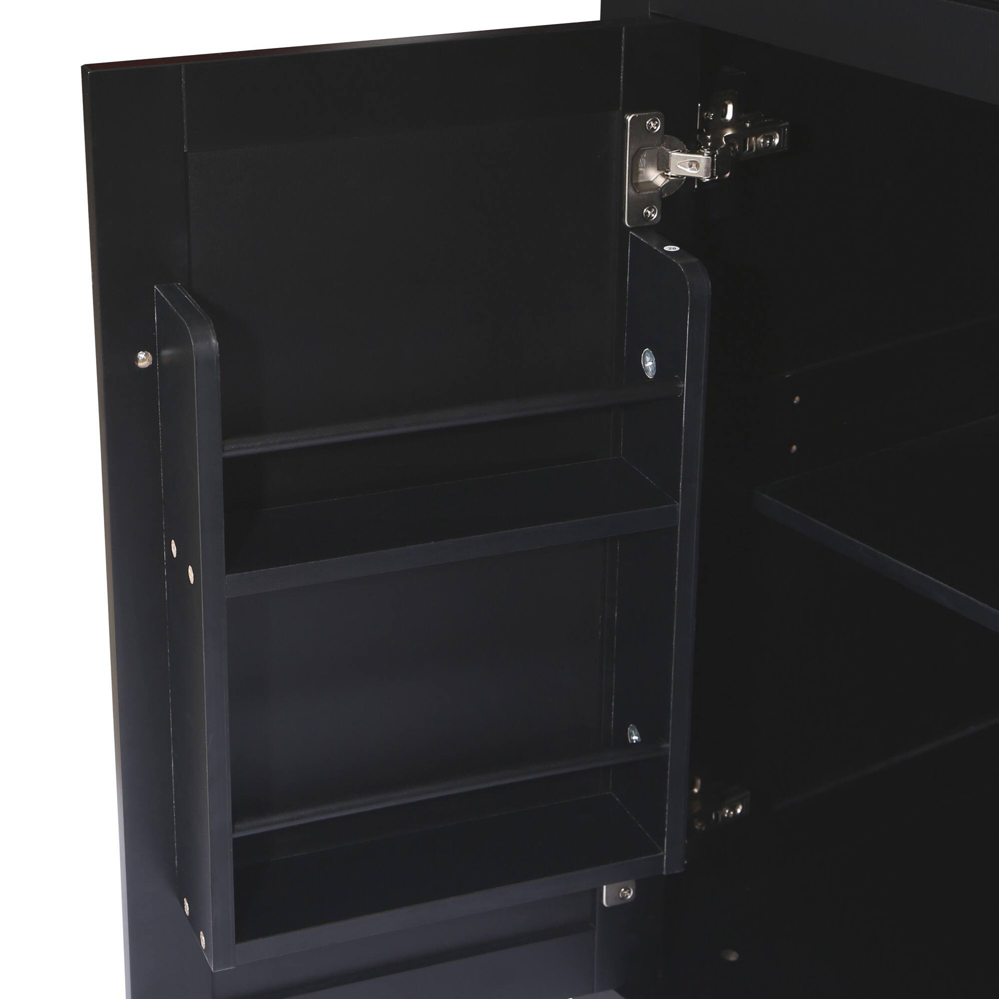 Back. ELEMENT ACE - Versatile Kitchen Utility Cart with Drop-Leaf Countertop, Storage Cabinet, and Drawers for Enhanced Organization - Black.