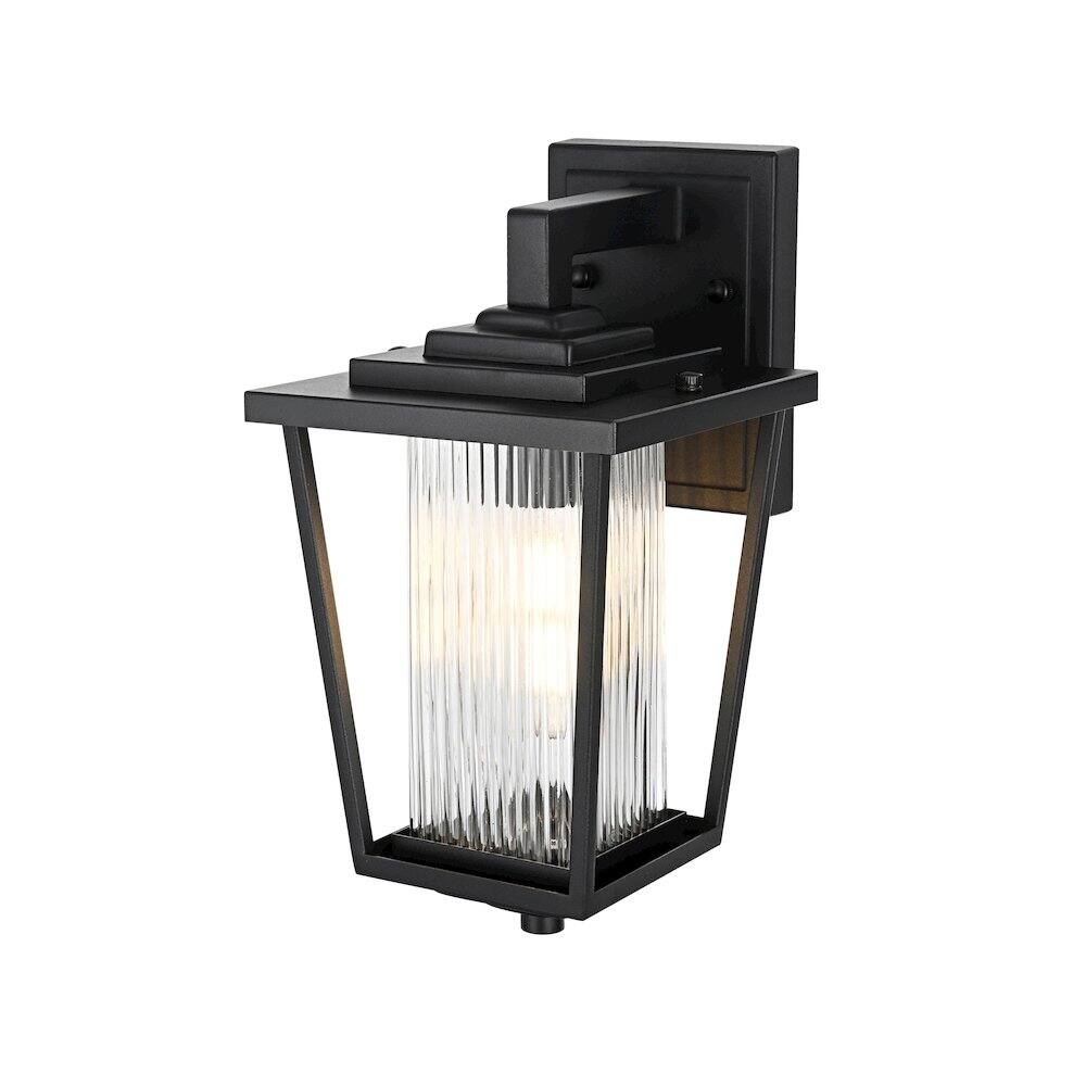 Angle. Elegant Lighting - York 7 inch Outdoor Pendant in Black - Black.