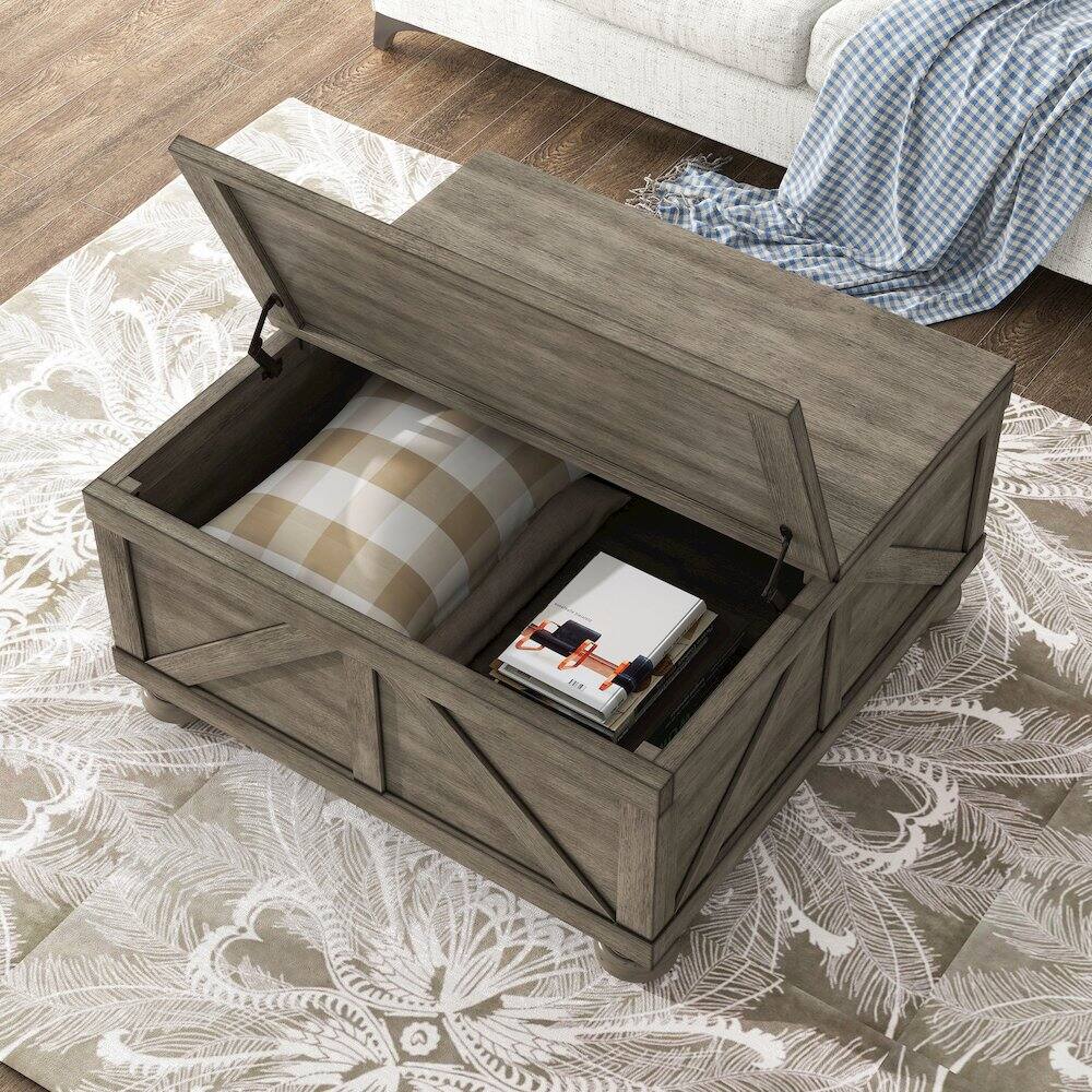 Alt View 4. Furniture of America - Zula Wood Hidden Storage Coffee Table - Grey.