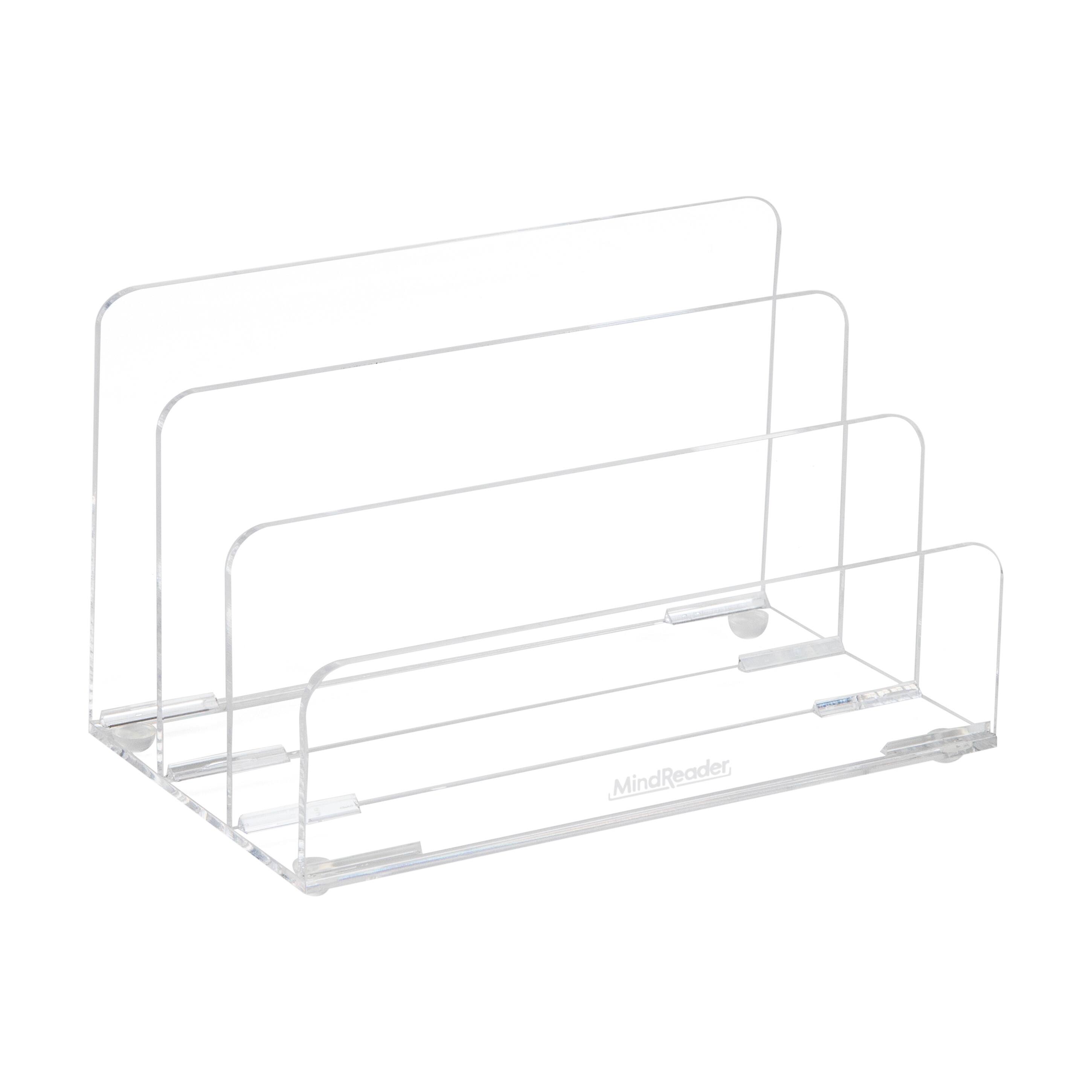 Alt View 6. Mind Reader - 3-Tier Mail Sorter, Desktop Organizer, Mail Organizer, Modern, Office, Acrylic - Clear.