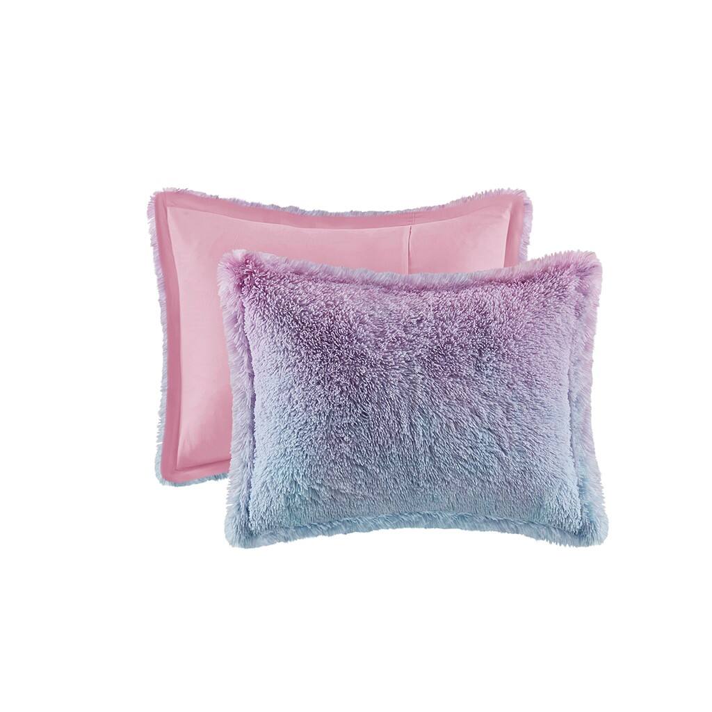 Alt View 4. Gracie Mills - Gracie Mills Herman Luxe Ombre Shaggy Faux Fur Duvet Cover Set - Purple Multi.