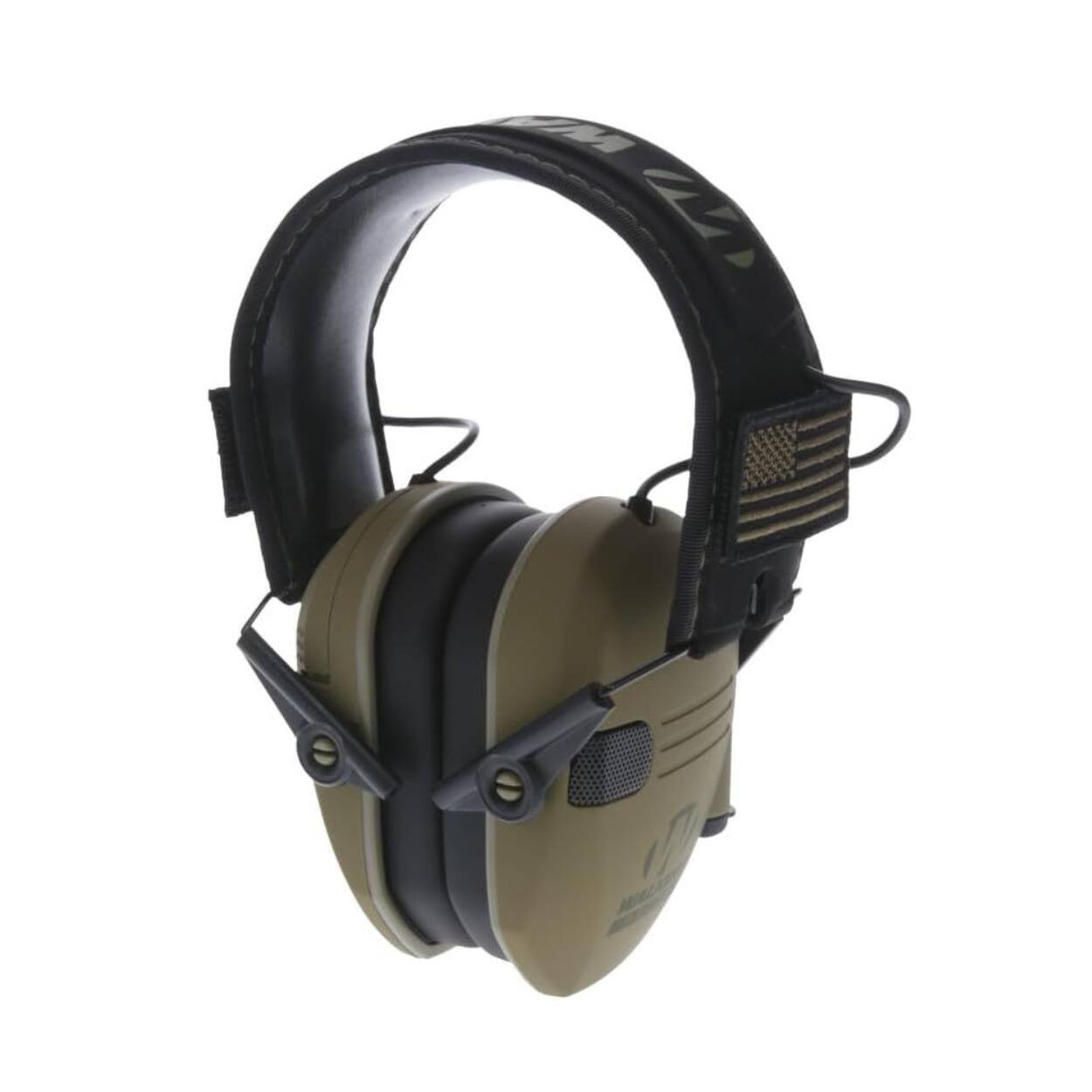 Left. Walkers - Walker's Game Ear Razor Slim Electronic Muff with Case Bundle (Olive Drab Green) - Olive Green.