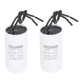 Unique Bargains - 2pcs CBB60 Capacitor 20uF 450V Run Round Start Capacitor for AC Motor, Pump, HVAC Compressor - White