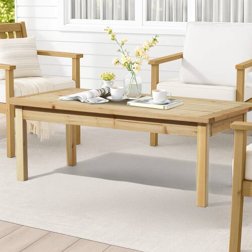 Alt View 9. Winado - 44in Patio Wooden Coffee Accent Side Table for Indoor/Outdoor Resistant Table Furniture - Natural.