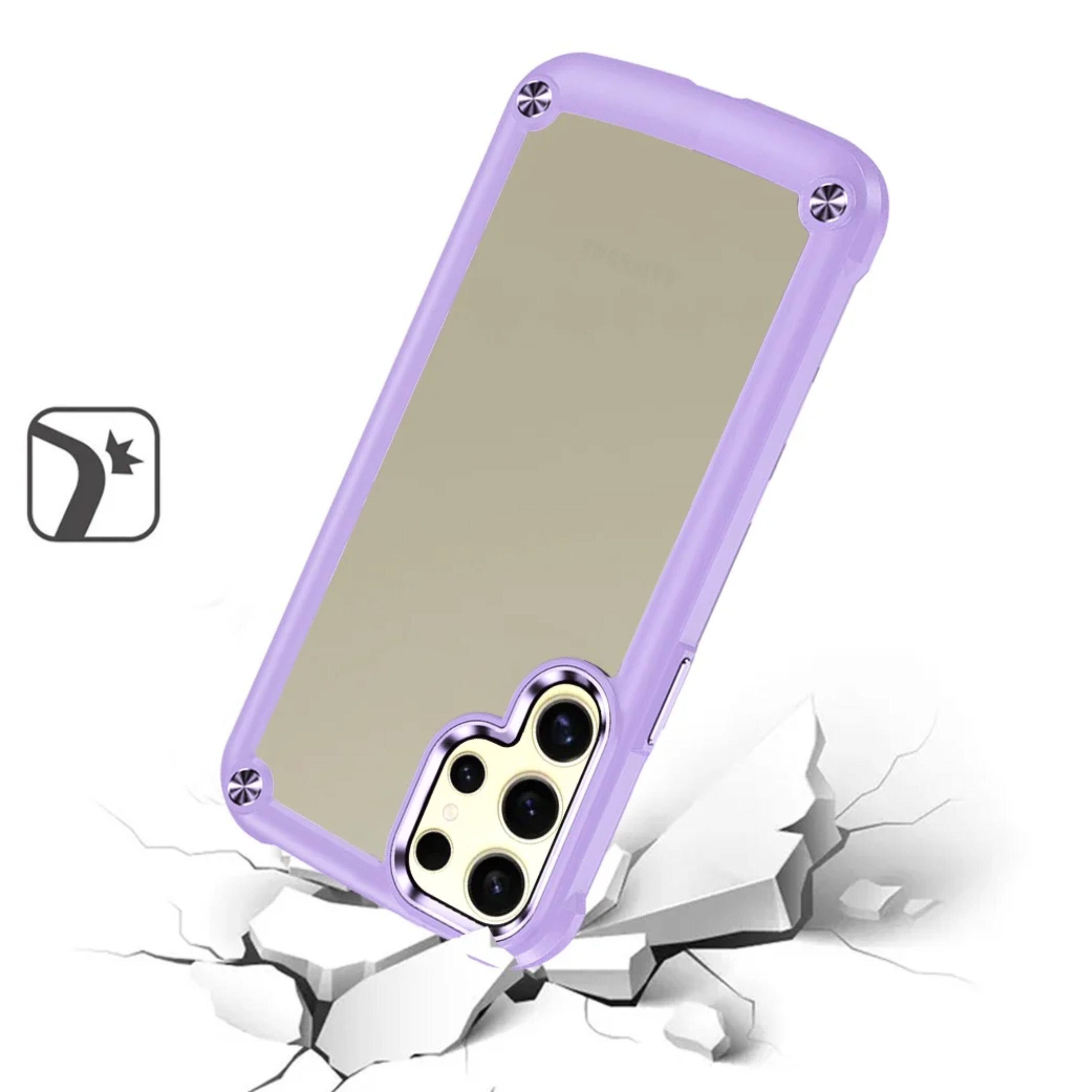Left. Kitcheniva - Raised Camera Lip Metal Buttons Phone Case For Samsung Galaxy S24+ Plus Light Purple - Light Purple.